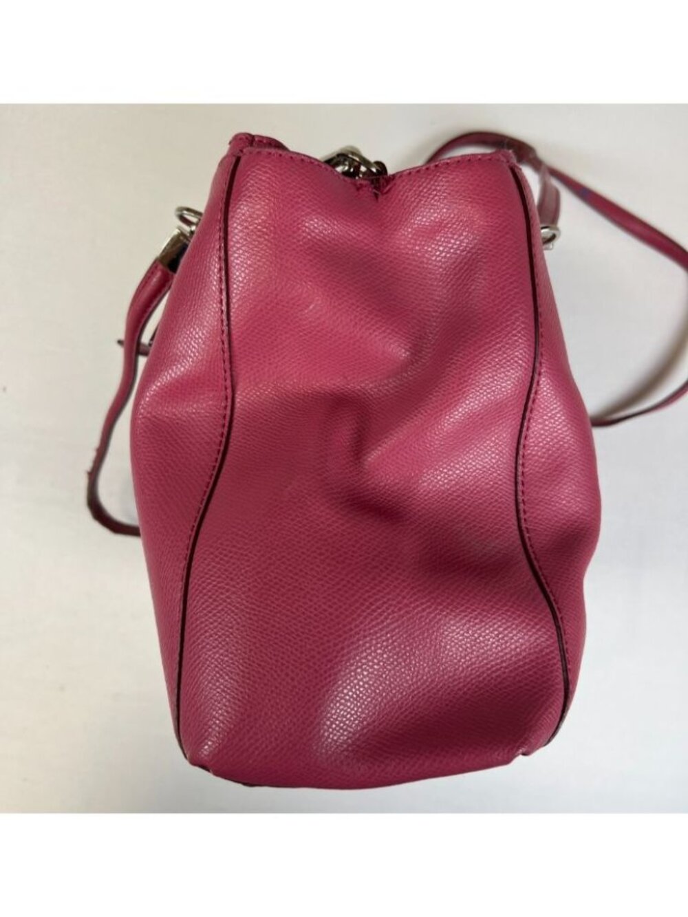 Coach Women Pink Leather Satchel Handbag Crossbody Bag Silver Hardware - Picture 5 of 16